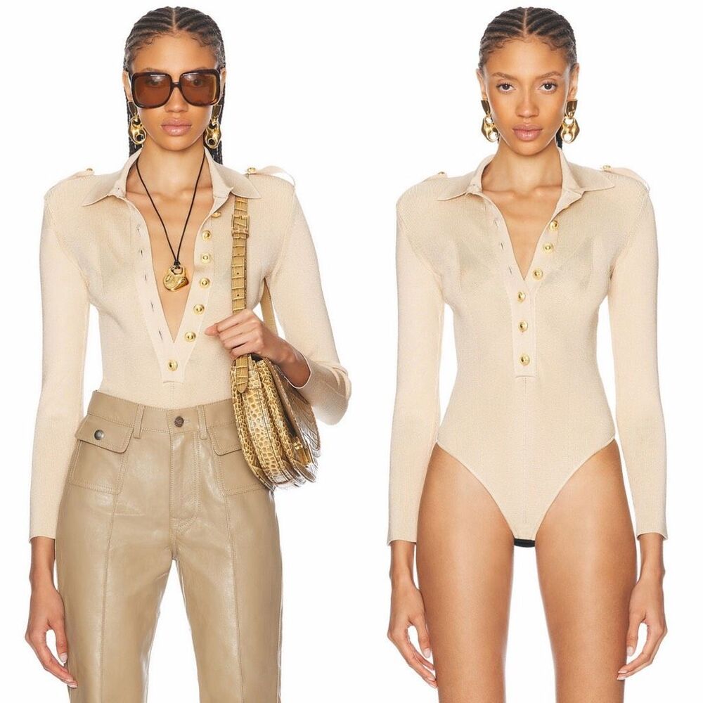 TOM FORD Ribbed Long Sleeve Bodysuit Size Medium $2890